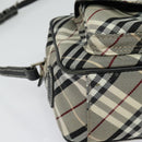 BURBERRY Nova Check Blue Label Shoulder Bag Canvas Black Silver Auth 140100-10