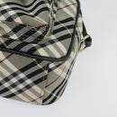 BURBERRY Nova Check Blue Label Shoulder Bag Canvas Black Silver Auth 140100-11