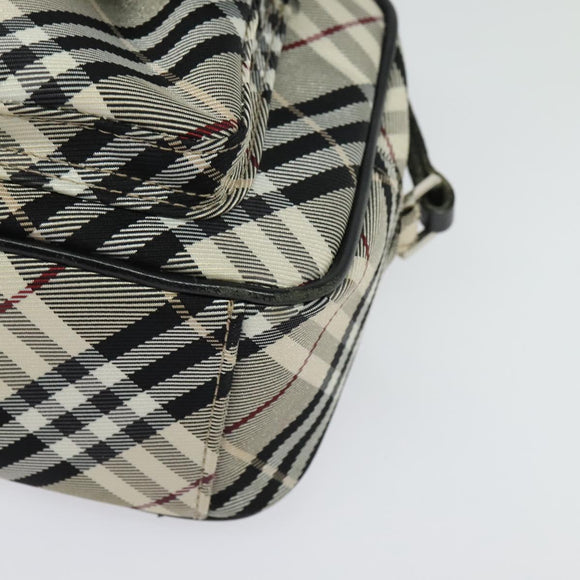BURBERRY Nova Check Blue Label Shoulder Bag Canvas Black Silver Auth 140100