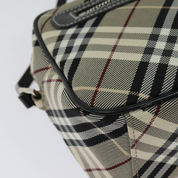 BURBERRY Nova Check Blue Label Shoulder Bag Canvas Black Silver Auth 140100