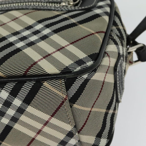 BURBERRY Nova Check Blue Label Shoulder Bag Canvas Black Silver Auth 140100