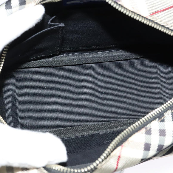 BURBERRY Nova Check Blue Label Shoulder Bag Canvas Black Silver Auth 140100