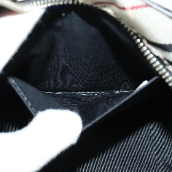 BURBERRY Nova Check Blue Label Shoulder Bag Canvas Black Silver Auth 140100