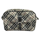 BURBERRY Nova Check Blue Label Shoulder Bag Canvas Black Silver Auth 140100-2