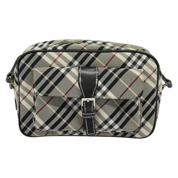 BURBERRY Nova Check Blue Label Shoulder Bag Canvas Black Silver Auth 140100 - 0