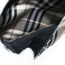 BURBERRY Nova Check Blue Label Shoulder Bag Canvas Black Silver Auth 140100-20