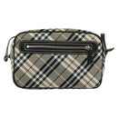 BURBERRY Nova Check Blue Label Shoulder Bag Canvas Black Silver Auth 140100-3