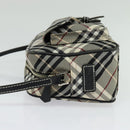 BURBERRY Nova Check Blue Label Shoulder Bag Canvas Black Silver Auth 140100-4