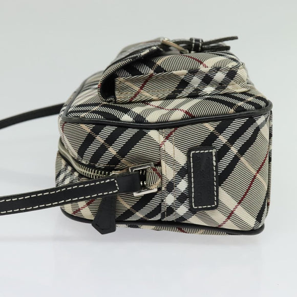 BURBERRY Nova Check Blue Label Shoulder Bag Canvas Black Silver Auth 140100