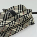BURBERRY Nova Check Blue Label Shoulder Bag Canvas Black Silver Auth 140100-6
