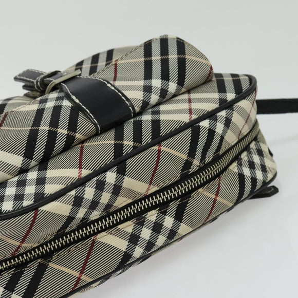 BURBERRY Nova Check Blue Label Shoulder Bag Canvas Black Silver Auth 140100