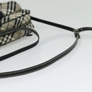 BURBERRY Nova Check Blue Label Shoulder Bag Canvas Black Silver Auth 140100-7