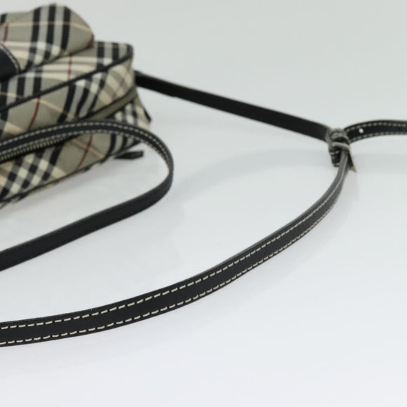 BURBERRY Nova Check Blue Label Shoulder Bag Canvas Black Silver Auth 140100
