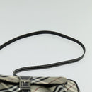 BURBERRY Nova Check Blue Label Shoulder Bag Canvas Black Silver Auth 140100-8