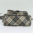 BURBERRY Nova Check Blue Label Shoulder Bag Canvas Black Silver Auth 140100-9