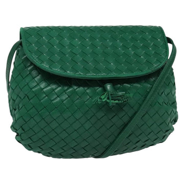 BOTTEGA VENETA INTRECCIATO Shoulder Bag Leather Green Gold Auth 140101