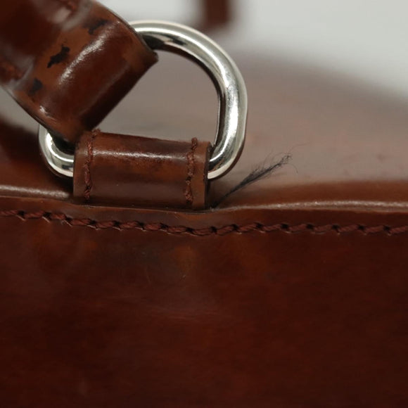 CARTIER Shoulder Bag Enamel Brown Silver Auth 140103