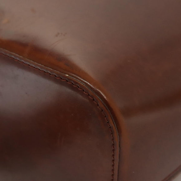 CARTIER Shoulder Bag Enamel Brown Silver Auth 140103