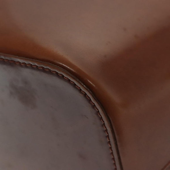 CARTIER Shoulder Bag Enamel Brown Silver Auth 140103