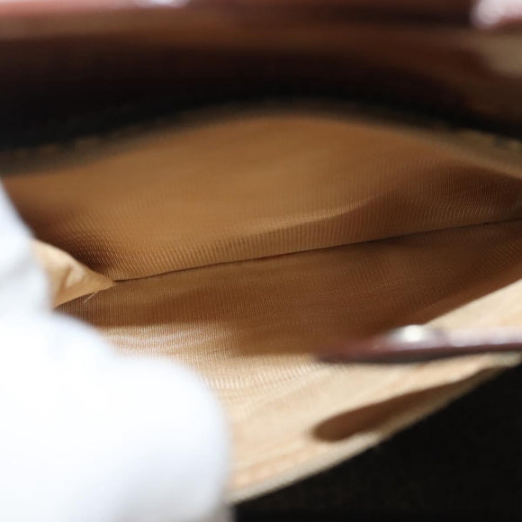 CARTIER Shoulder Bag Enamel Brown Silver Auth 140103