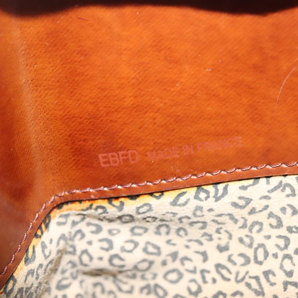 CARTIER Shoulder Bag Enamel Brown Silver Auth 140103