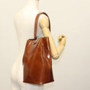 CARTIER Shoulder Bag Enamel Brown Silver Auth 140103-23