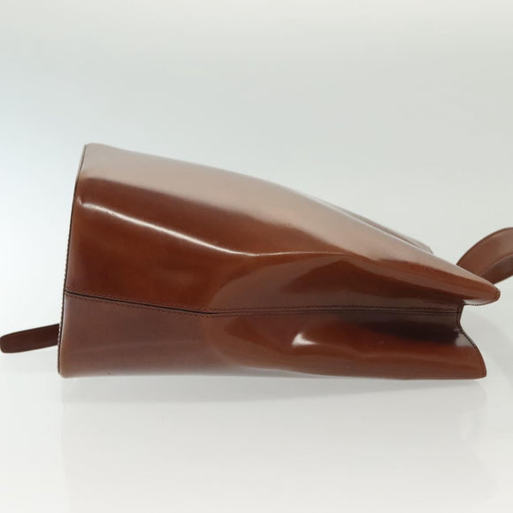 CARTIER Shoulder Bag Enamel Brown Silver Auth 140103