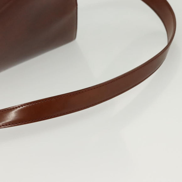 CARTIER Shoulder Bag Enamel Brown Silver Auth 140103