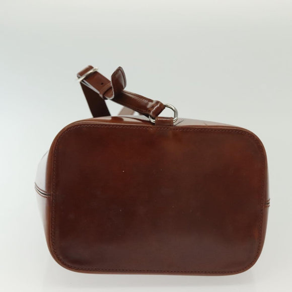 CARTIER Shoulder Bag Enamel Brown Silver Auth 140103