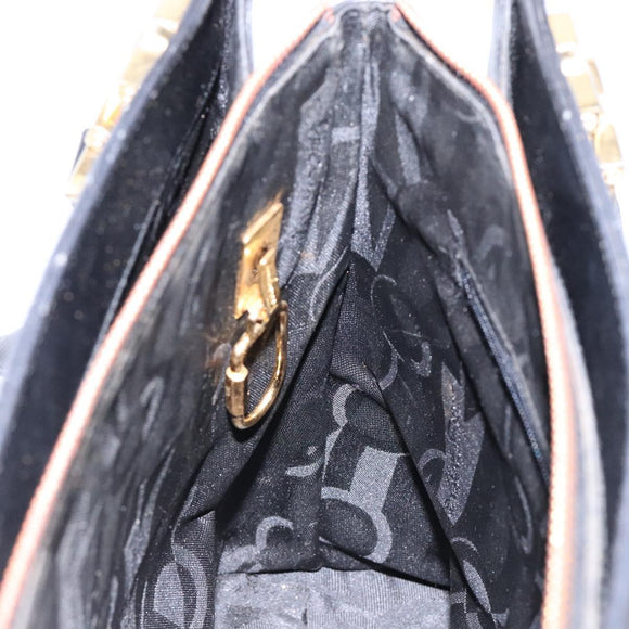 Salvatore Ferragamo Gancini Shoulder Bag Leather Black Gold Auth 140104