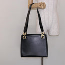 Salvatore Ferragamo Gancini Shoulder Bag Leather Black Gold Auth 140104-23