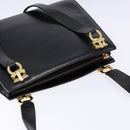 Salvatore Ferragamo Gancini Shoulder Bag Leather Black Gold Auth 140104-6