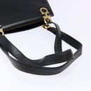 Salvatore Ferragamo Gancini Shoulder Bag Leather Black Gold Auth 140104-7