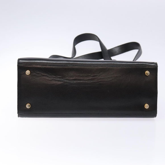 Salvatore Ferragamo Gancini Shoulder Bag Leather Black Gold Auth 140104