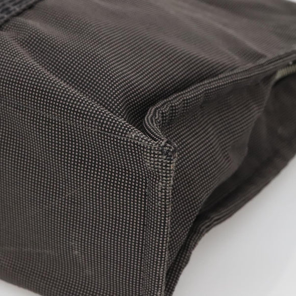 HERMES Her Line MM Hand Bag Canvas Gray Silver Auth 140106