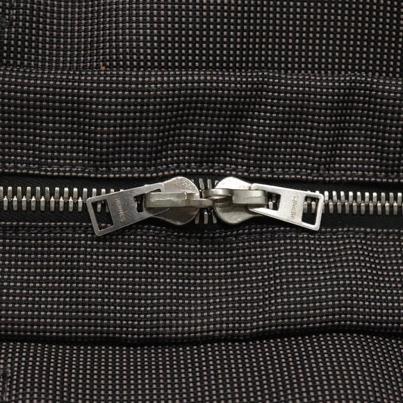 HERMES Her Line MM Hand Bag Canvas Gray Silver Auth 140106