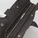 HERMES Her Line MM Hand Bag Canvas Gray Silver Auth 140106-6