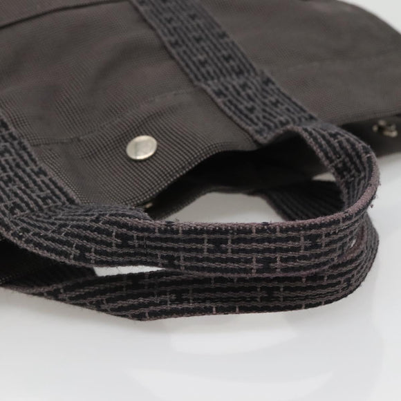 HERMES Her Line MM Hand Bag Canvas Gray Silver Auth 140106