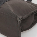 HERMES Her Line MM Hand Bag Canvas Gray Silver Auth 140107-9