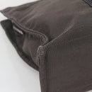 HERMES Her Line MM Hand Bag Canvas Gray Silver Auth 140107-11