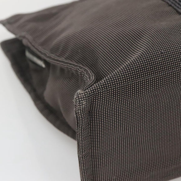 HERMES Her Line MM Hand Bag Canvas Gray Silver Auth 140107