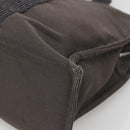 HERMES Her Line MM Hand Bag Canvas Gray Silver Auth 140107-15