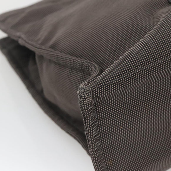 HERMES Her Line MM Hand Bag Canvas Gray Silver Auth 140107