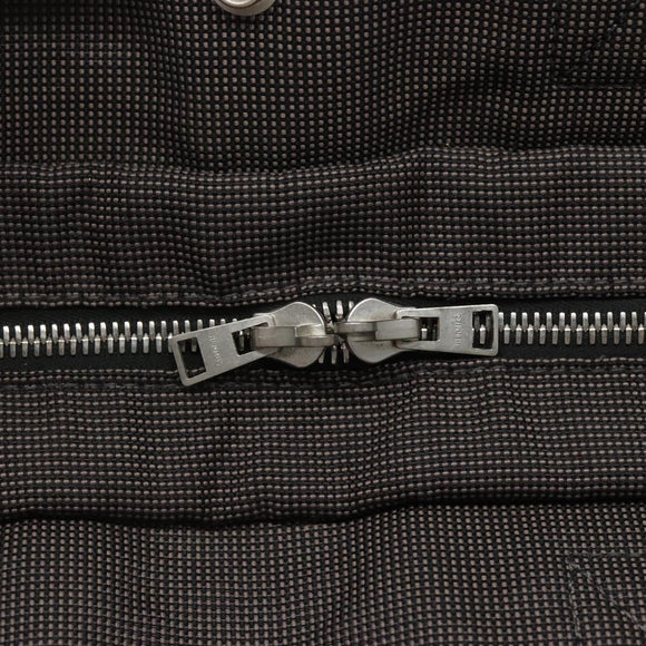 HERMES Her Line MM Hand Bag Canvas Gray Silver Auth 140107