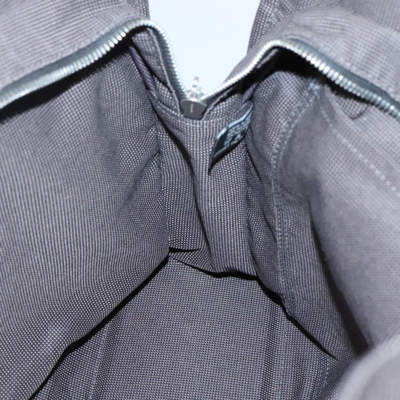 HERMES Her Line MM Hand Bag Canvas Gray Silver Auth 140107