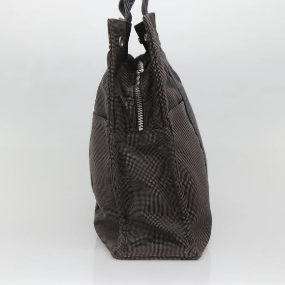 HERMES Her Line MM Hand Bag Canvas Gray Silver Auth 140107