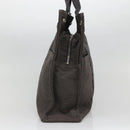 HERMES Her Line MM Hand Bag Canvas Gray Silver Auth 140107-4