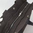 HERMES Her Line MM Hand Bag Canvas Gray Silver Auth 140107-6