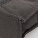 HERMES Her Line MM Hand Bag Canvas Gray Silver Auth 140108-9