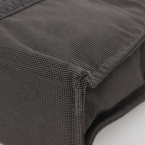 HERMES Her Line MM Hand Bag Canvas Gray Silver Auth 140108